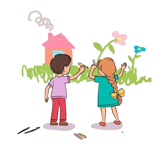Niños pintando
